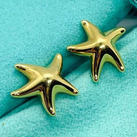 Tiffany & Co. 18K Gold Elsa Peretti 12mm Starfish Earrings (One Back Missing) - Picture 13 of 15